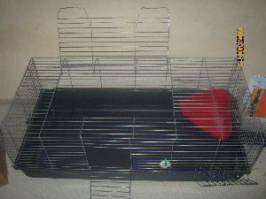 myydään iso häkki ja tarvikkeet eli joumapullo, keraaminen ruokakuppi, heinäteline, kulma wc